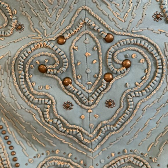 Double D Ranch Turquoise Leather Jacket - Picture 6 of 8